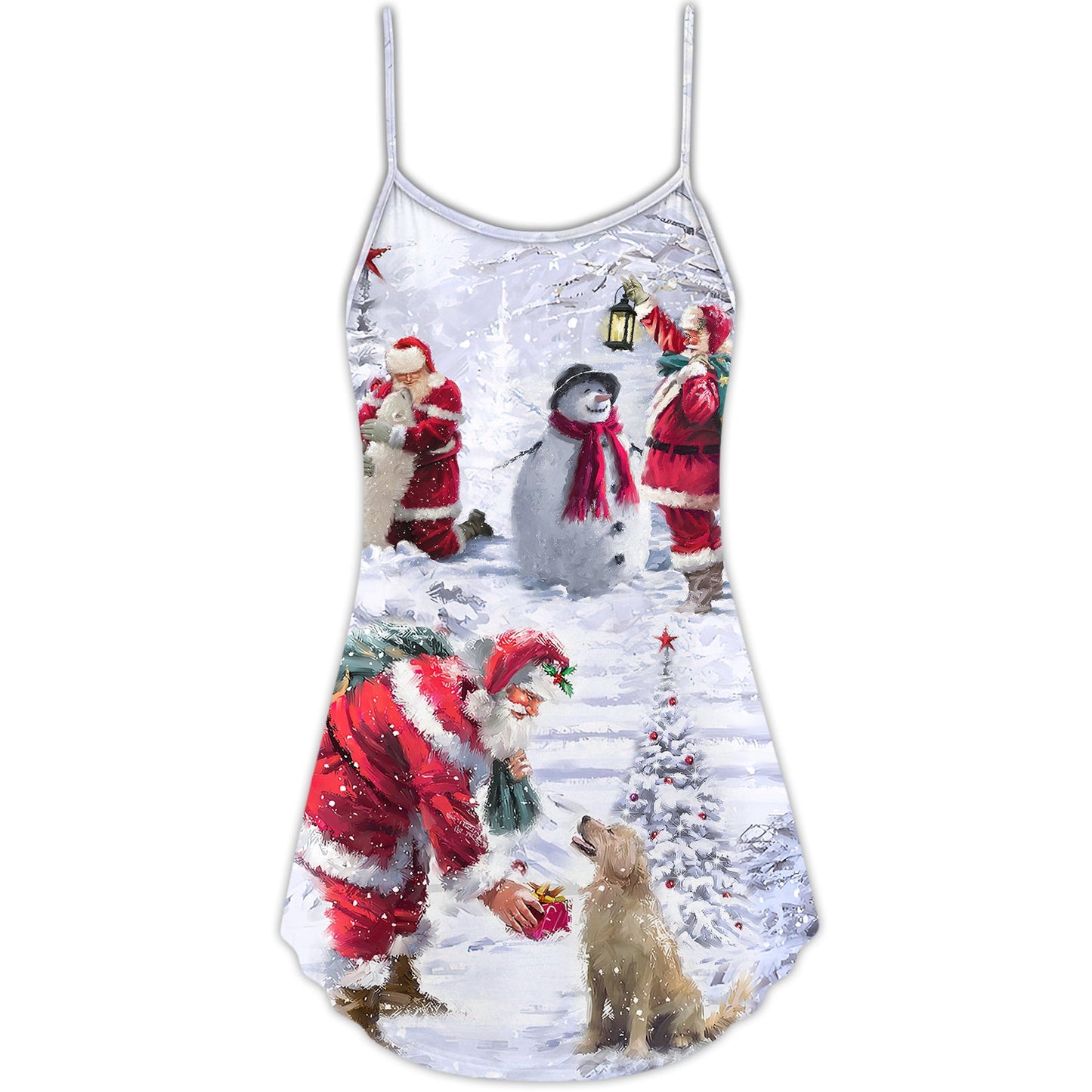 Santa Snowman Animal Joy – Women's Summer Sleeveless V-Neck Camisole Dress