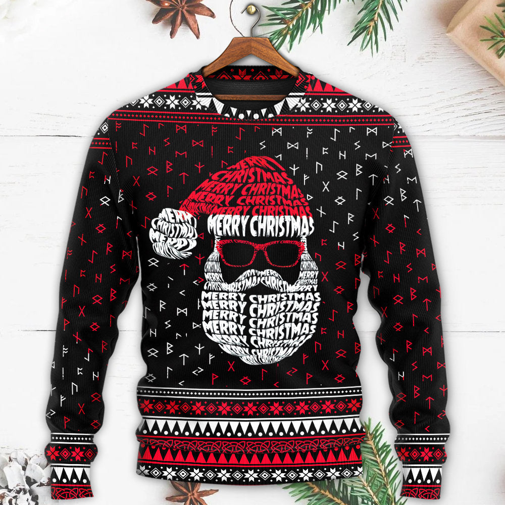 Christmas Santa Retro Viking Pattern – Sweater - Ugly Christmas Sweater