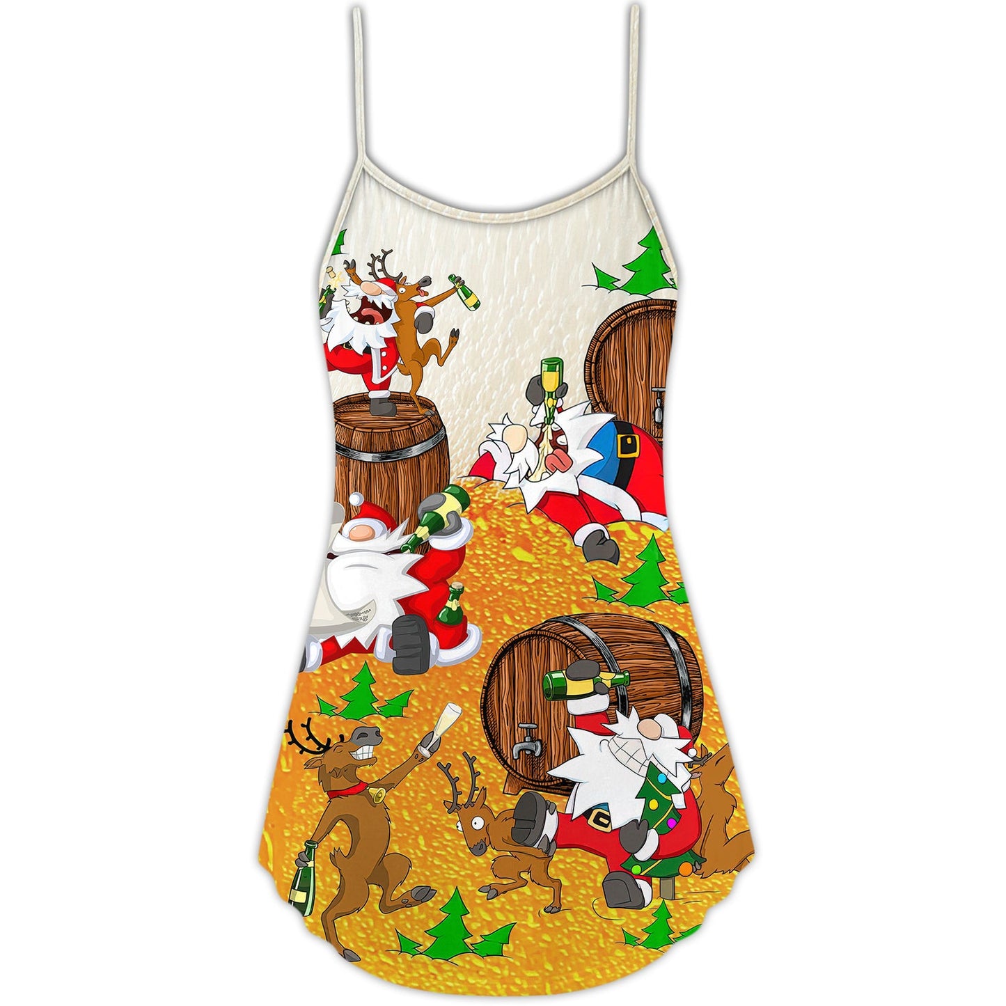 Santa Beer Holiday Fun – Women's Summer Sleeveless V-Neck Camisole Dress