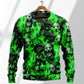 Green Flame Skull Burning Art – Sweater - Ugly Christmas Sweater