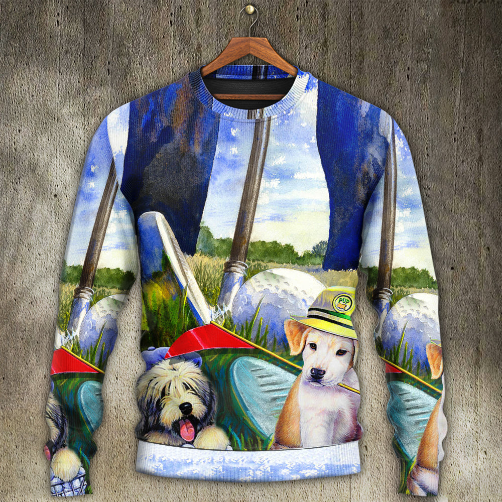 Funny Golf Dog Lover Art Style – Sweater - Ugly Christmas Sweater