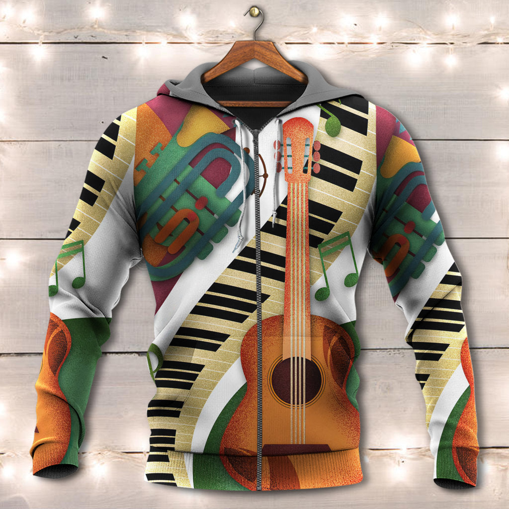 Guitar Vintage Classic Music Style - Hoodie