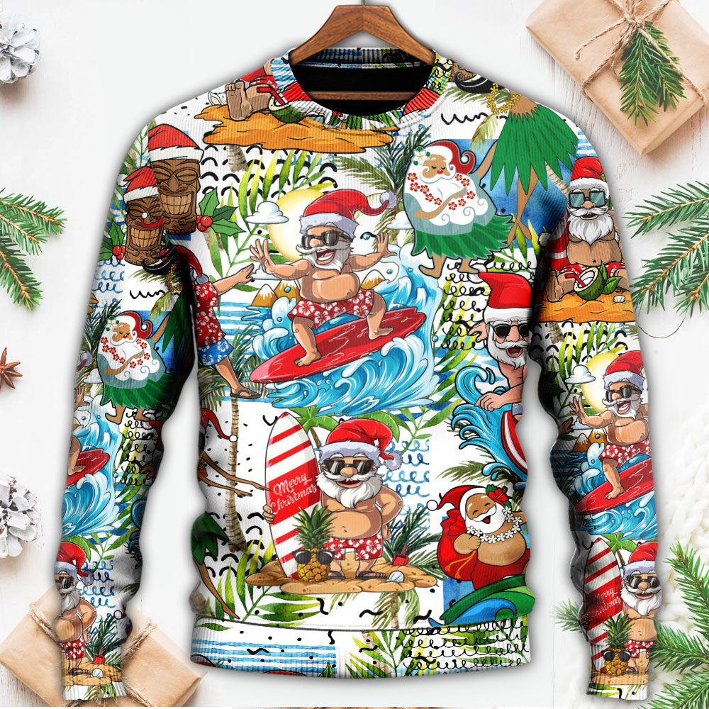 Christmas Santa Aloha Beach Vibe Style – Sweater - Ugly Christmas Sweater