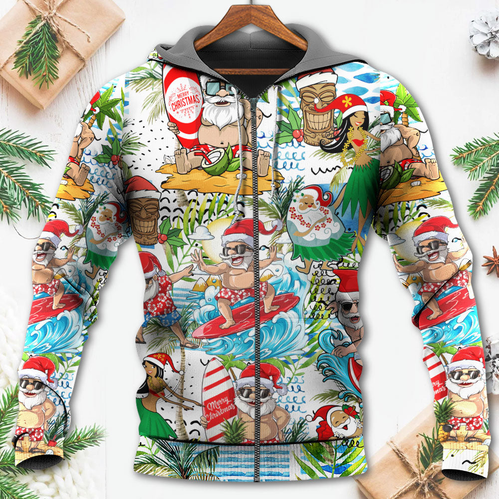 Christmas Santa Aloha Beach Vibe - Hoodie