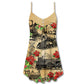 Vintage Train Merry Christmas – Women's Summer Sleeveless V-Neck Camisole Dress