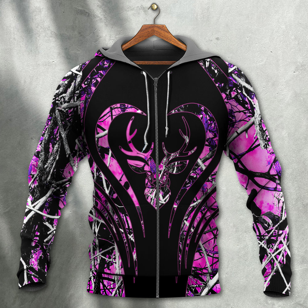 Hunting Girl Pink Camouflage Deer Style - Hoodie