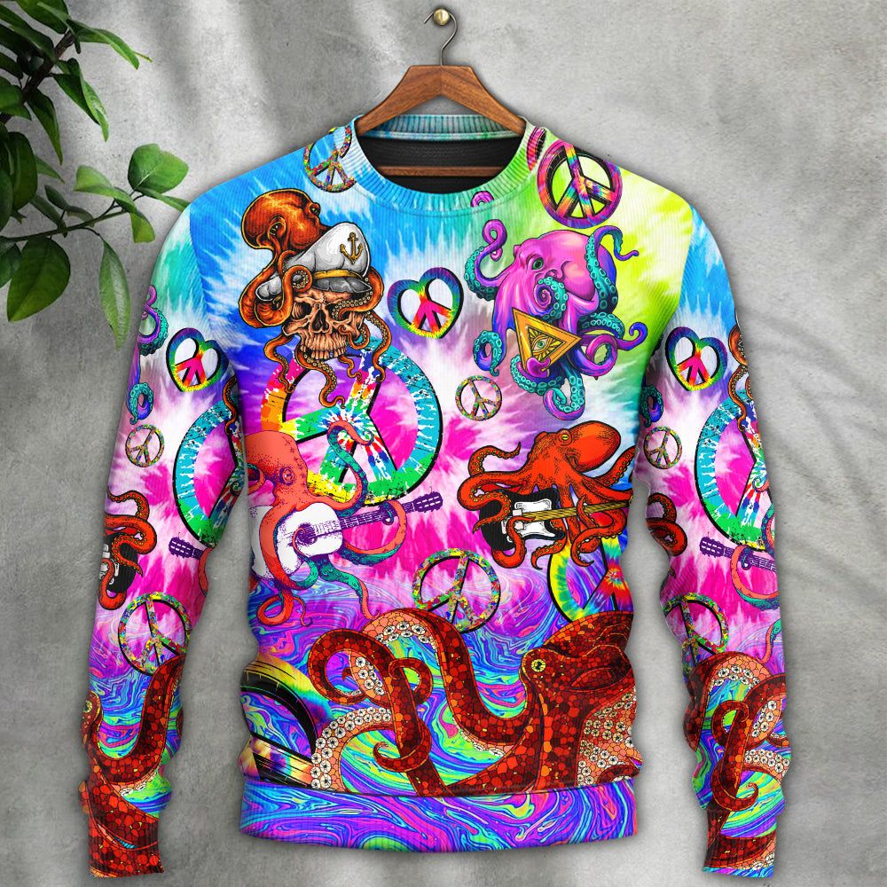 Hippie Happy Octopus Colorful Tie Dye – Sweater - Ugly Christmas Sweater