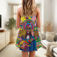 Hippie Rock Music Colorful – Women's Summer Sleeveless V-Neck Camisole Dress