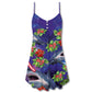 Shark Lazy Eyes Christmas Fun – Women's Summer Sleeveless V-Neck Camisole Dress