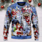 Santa And Snowman Happy Holiday – Sweater - Ugly Christmas Sweater