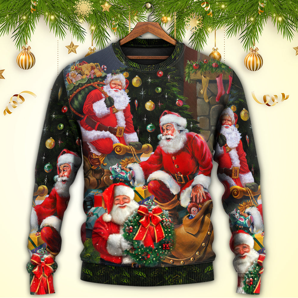 Christmas Santa Gift Xmas Is Coming Art – Sweater - Ugly Christmas Sweater