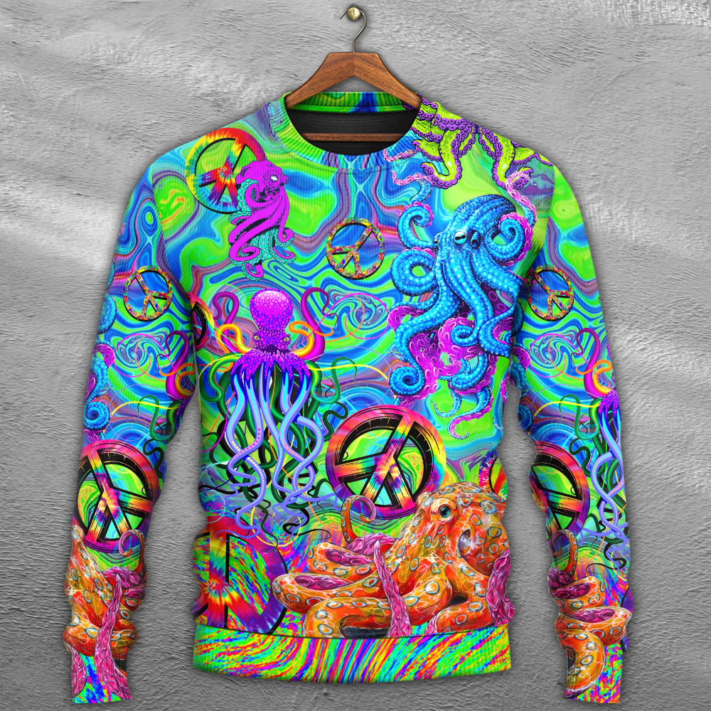 Hippie Funny Octopus Colorful Tie Dye – Sweater - Ugly Christmas Sweater
