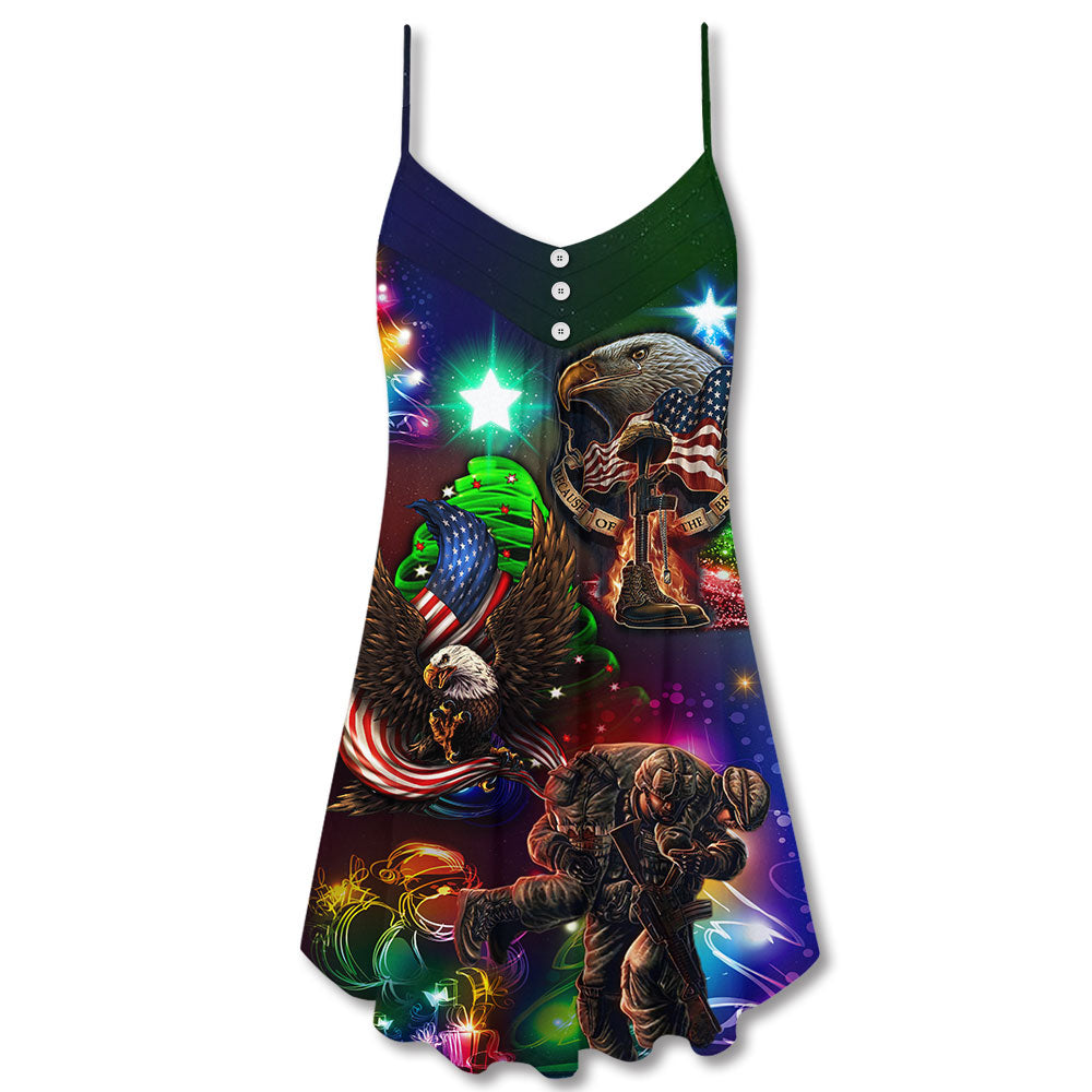 Veteran Christmas Brave Holiday – Women's Summer Sleeveless V-Neck Camisole Dress