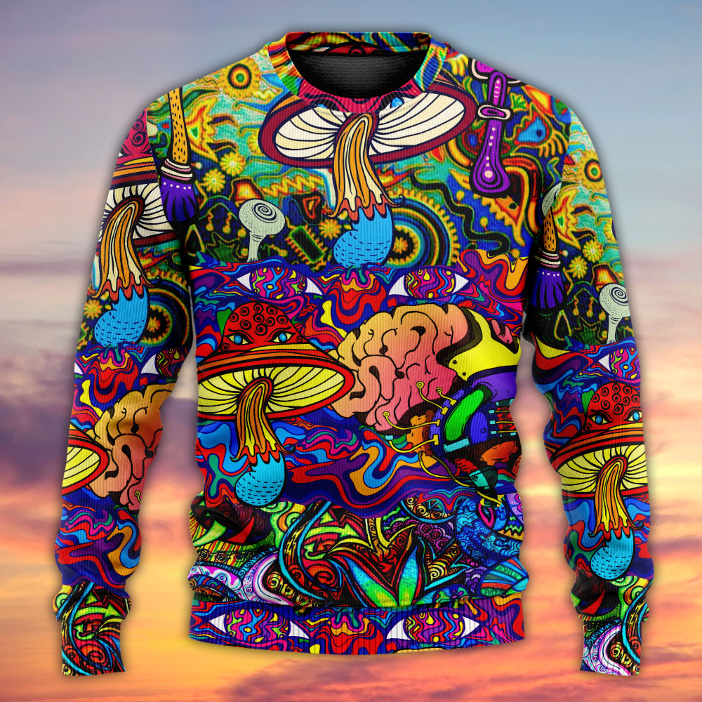 Hippie Mushroom Colorful Lover Art – Sweater - Ugly Christmas Sweater