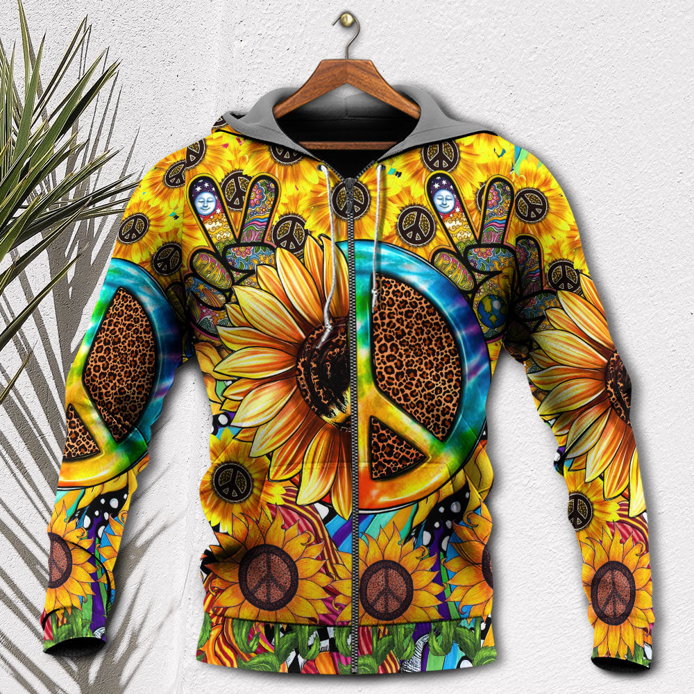 Hippie Sunflowers Peace Sign Style - Hoodie