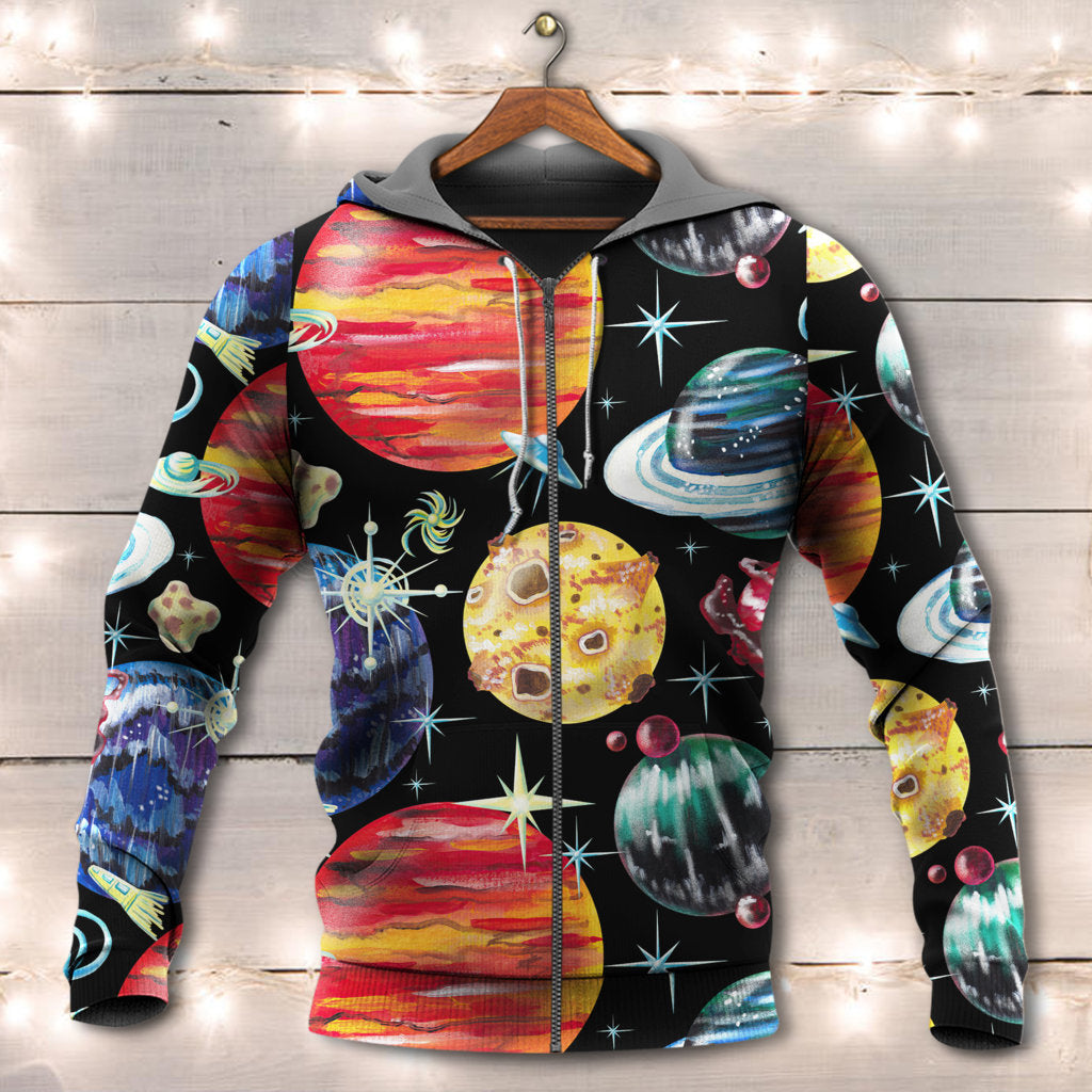 Planet Black Cosmic Art Style - Hoodie