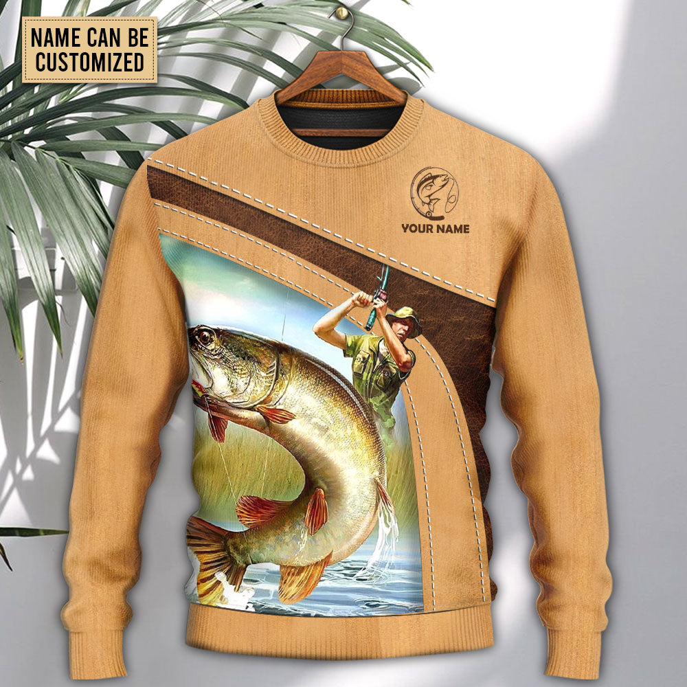 Old Fisherman And Big Catch Art – Sweater - Ugly Christmas Sweater