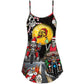 Christmas Santa Skull Racing Holiday – Women's Summer Sleeveless V-Neck Camisole Dress