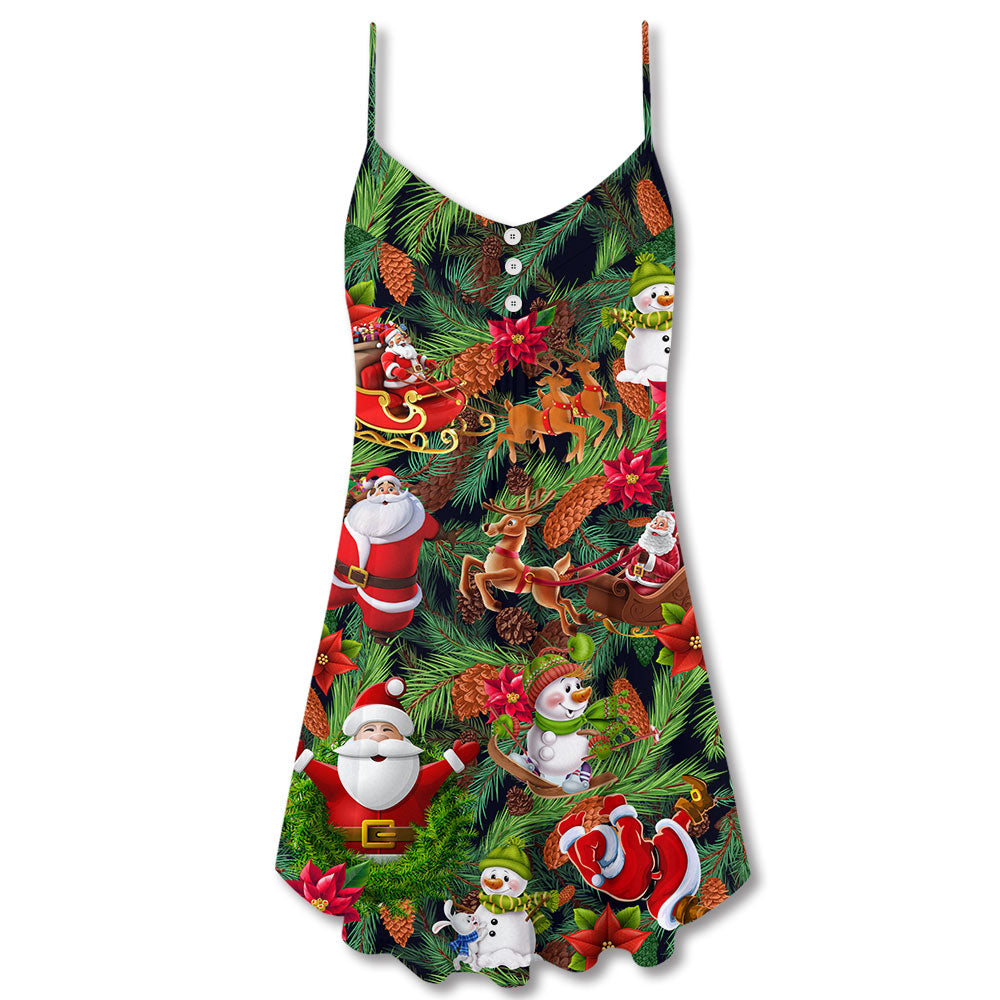 Santa Snowman For Everyone – Women's Summer Sleeveless V-Neck Camisole Dress