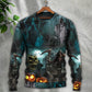 Halloween Ghost Pumpkin Night Art – Sweater - Ugly Christmas Sweater