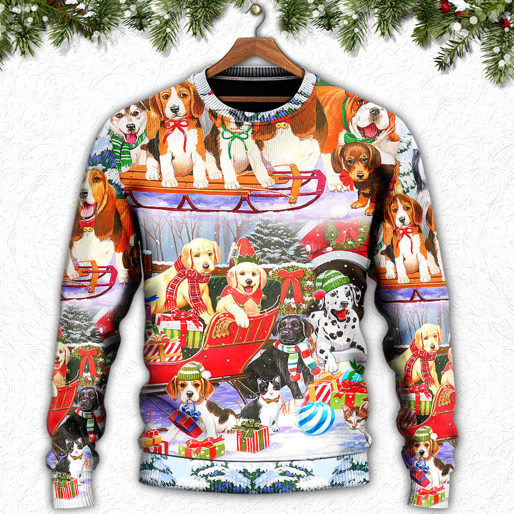 Dog Snowman Christmas Tree Merry – Sweater - Ugly Christmas Sweater