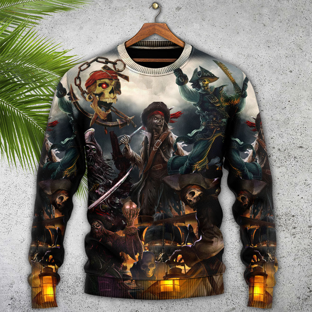 Skull Fantasy Ghost Pirate Art Style – Sweater - Ugly Christmas Sweater