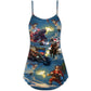 Christmas Santa Winter Battle Scene – Women's Summer Sleeveless V-Neck Camisole Dress