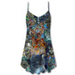 Colorful Glass Art Cat Lover – Women's Summer Sleeveless V-Neck Camisole Dress