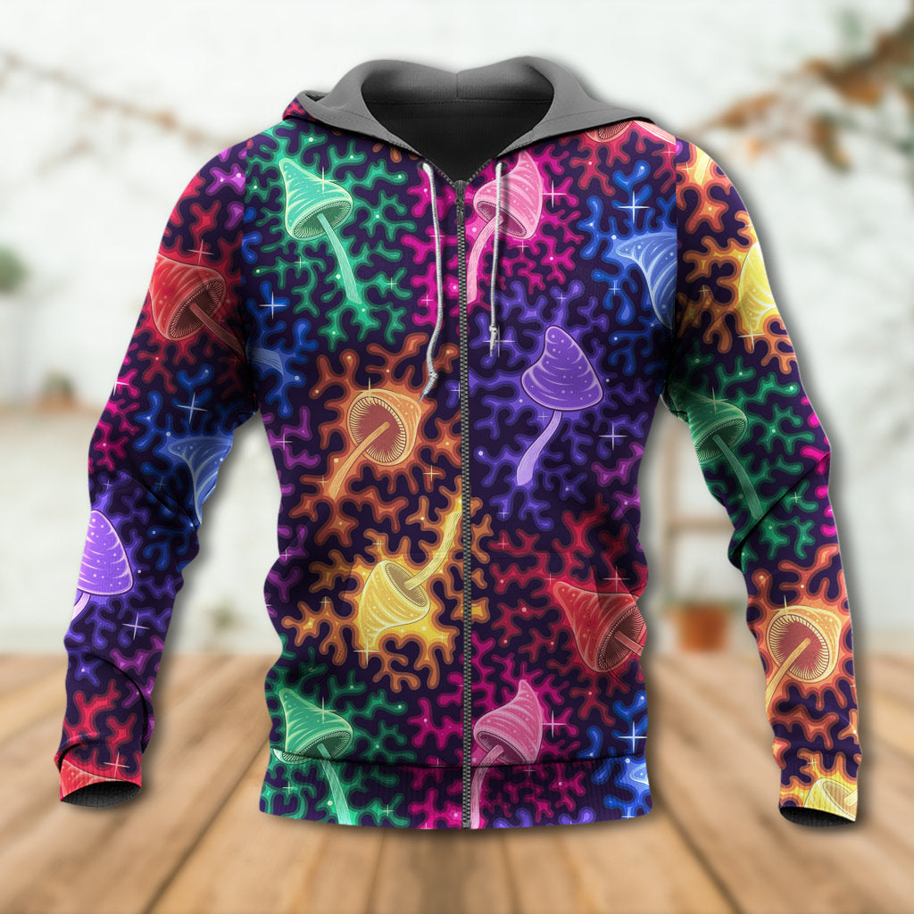 Rainbow Mushroom Galaxy Art - 3D Hoodie