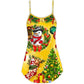 Funny Snowman Christmas Tree Lights – Women's Summer Sleeveless V-Neck Camisole Dress