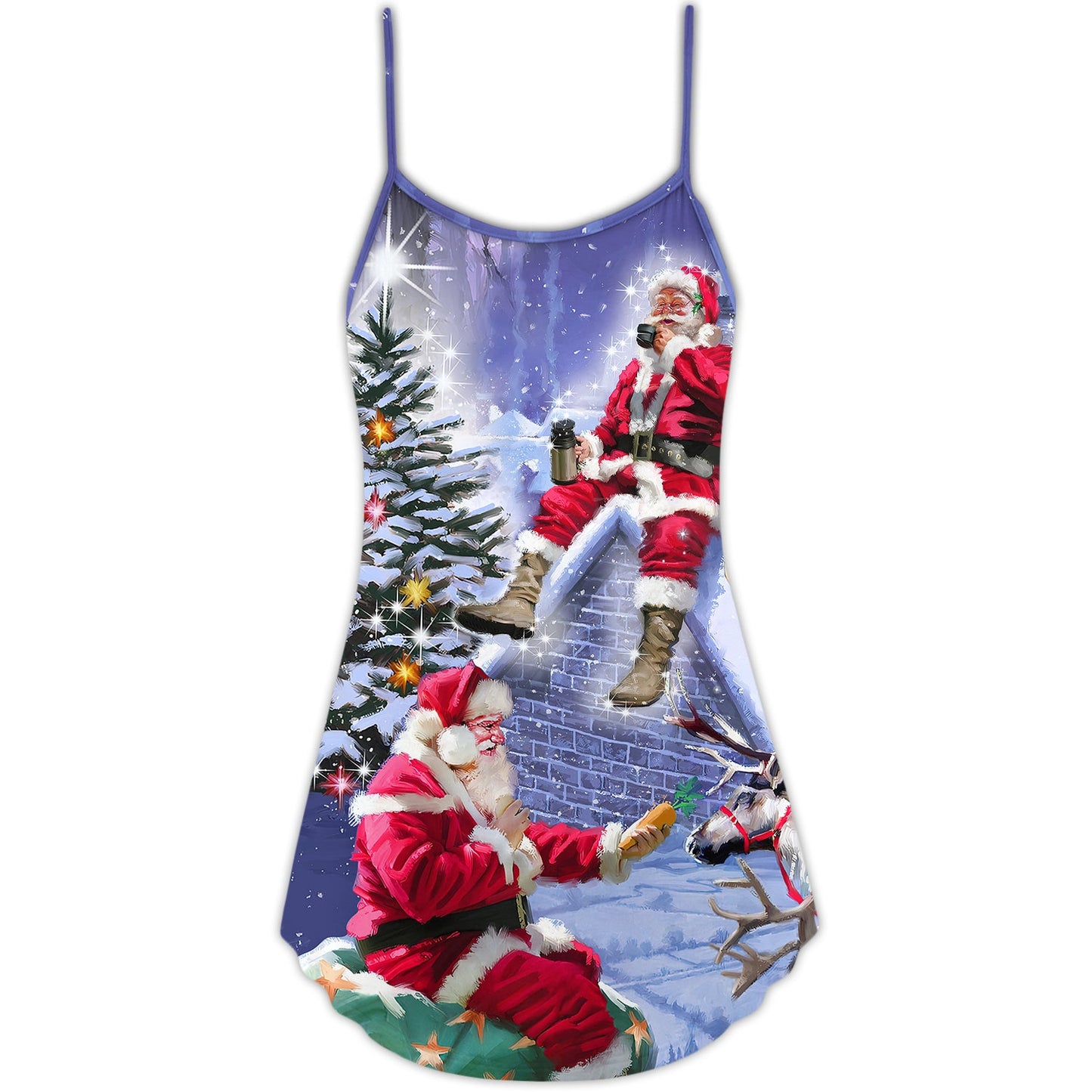 Santa Night Story Holiday – Women's Summer Sleeveless V-Neck Camisole Dress