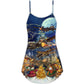 Combat Aircraft Merry Christmas Night – Women's Summer Sleeveless V-Neck Camisole Dress