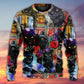 Black Cat Art With Floral Design – Sweater - Ugly Christmas Sweater