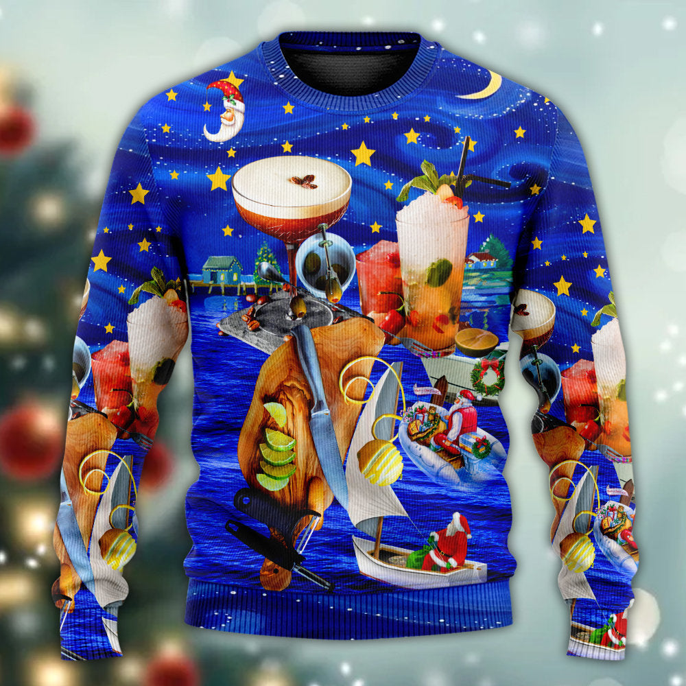 Cocktail Christmas Merry Holiday – Sweater - Ugly Christmas Sweater