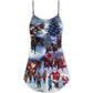 Santa Cowboy Christmas Love Children – Women's Summer Sleeveless V-Neck Camisole Dress