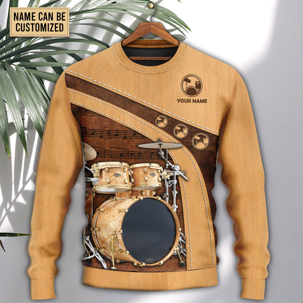 Vintage Drummer And Lady Stick Art – Sweater - Ugly Christmas Sweater