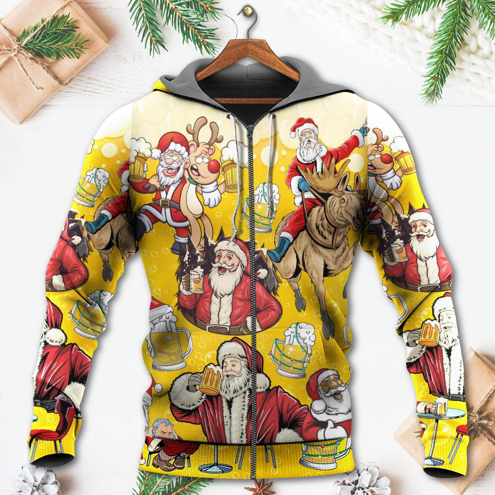 Beer Santa Funny Holiday Style - 3D Hoodie