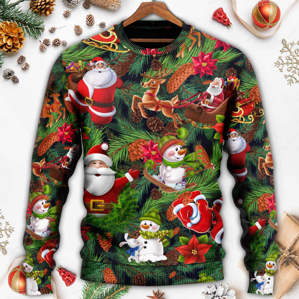Christmas Santa Snowman Merry Xmas All – Sweater - Ugly Christmas Sweater