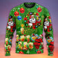 Christmas Funny Santa Holiday Tree Glow – Sweater - Ugly Christmas Sweater
