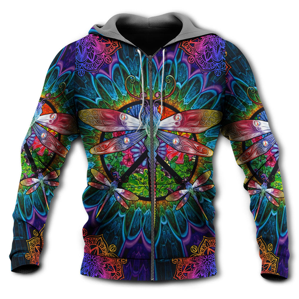 Hippie Dragonfly Mandala Peace - 3D Hoodie