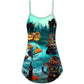 Halloween Black Cat Pumpkin Scary Style – Women's Summer Sleeveless V-Neck Camisole Dress