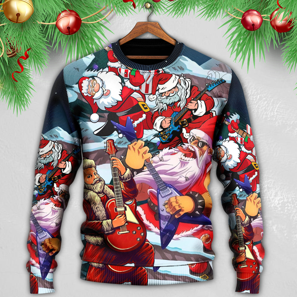 Christmas Santa With Electric Guitar – Sweater - Ugly Christmas Sweater