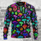 Neon Colorful Mushroom With Leaf Art – Sweater - Ugly Christmas Sweater