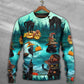 Halloween Black Cat Pumpkin Art Style – Sweater - Ugly Christmas Sweater