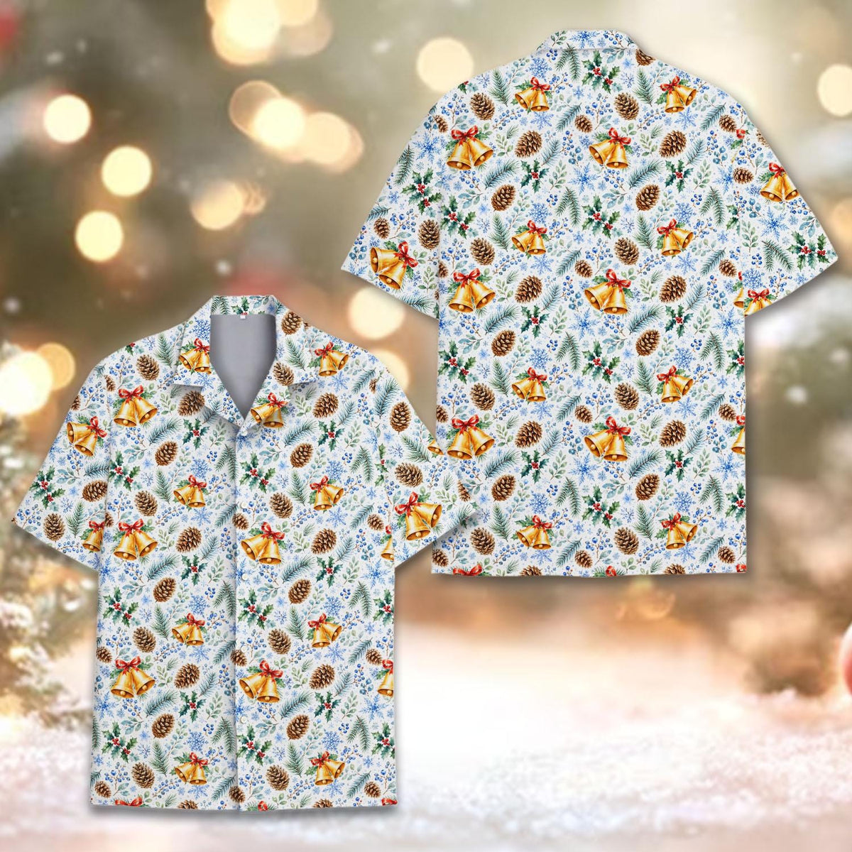 Christmas Pine Cone Bell Holly Snowflake Winter – Hawaiian Shirt