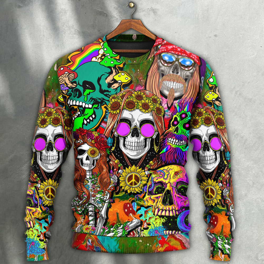 Hippie Skull Colorful Cool Art – Sweater - Ugly Christmas Sweater