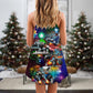 Christmas Neon Car Holiday – Women's Summer Sleeveless V-Neck Camisole Dress