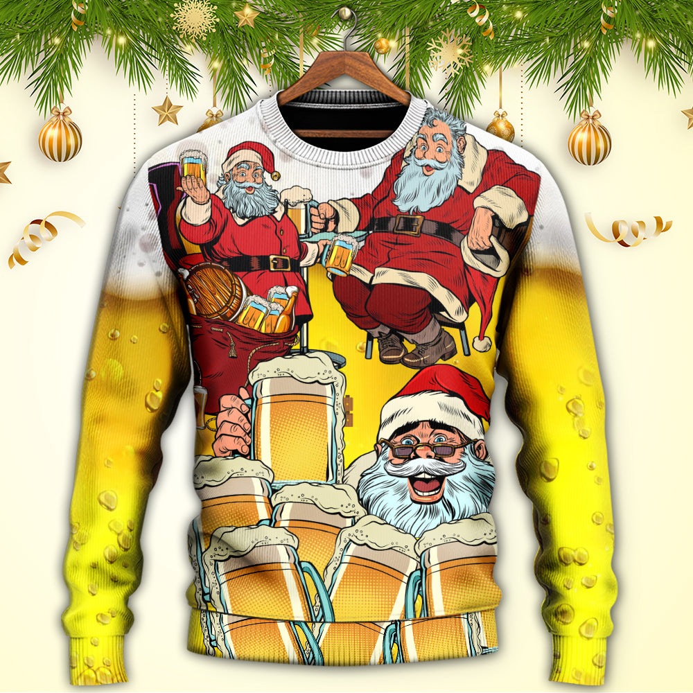 Christmas Santa Loves Holiday Drinks – Sweater - Ugly Christmas Sweater