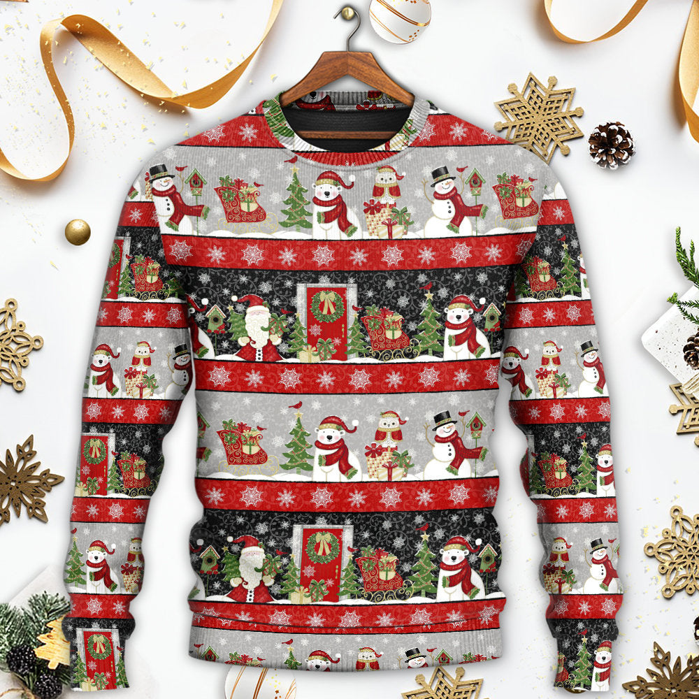 Christmas Santa And Snowman Happy Xmas – Sweater - Ugly Christmas Sweater