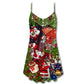 Christmas Football Santa Fan – Women's Summer Sleeveless V-Neck Camisole Dress